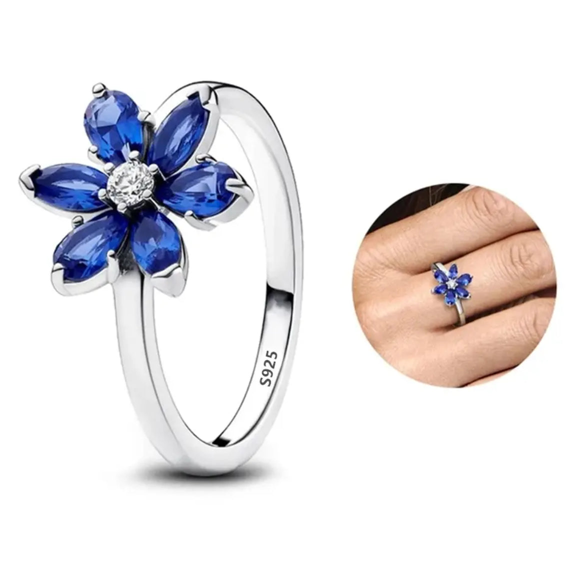 925 Sterling Silver Infinite Heart Daisy Ring