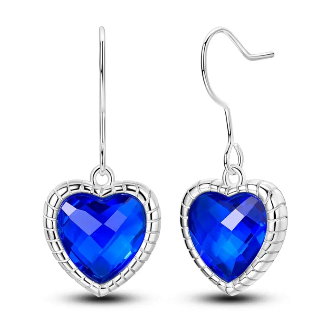 Sterling Silver Blue Heart Earrings