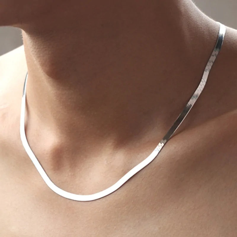 Sleek Silver Snake Necklace