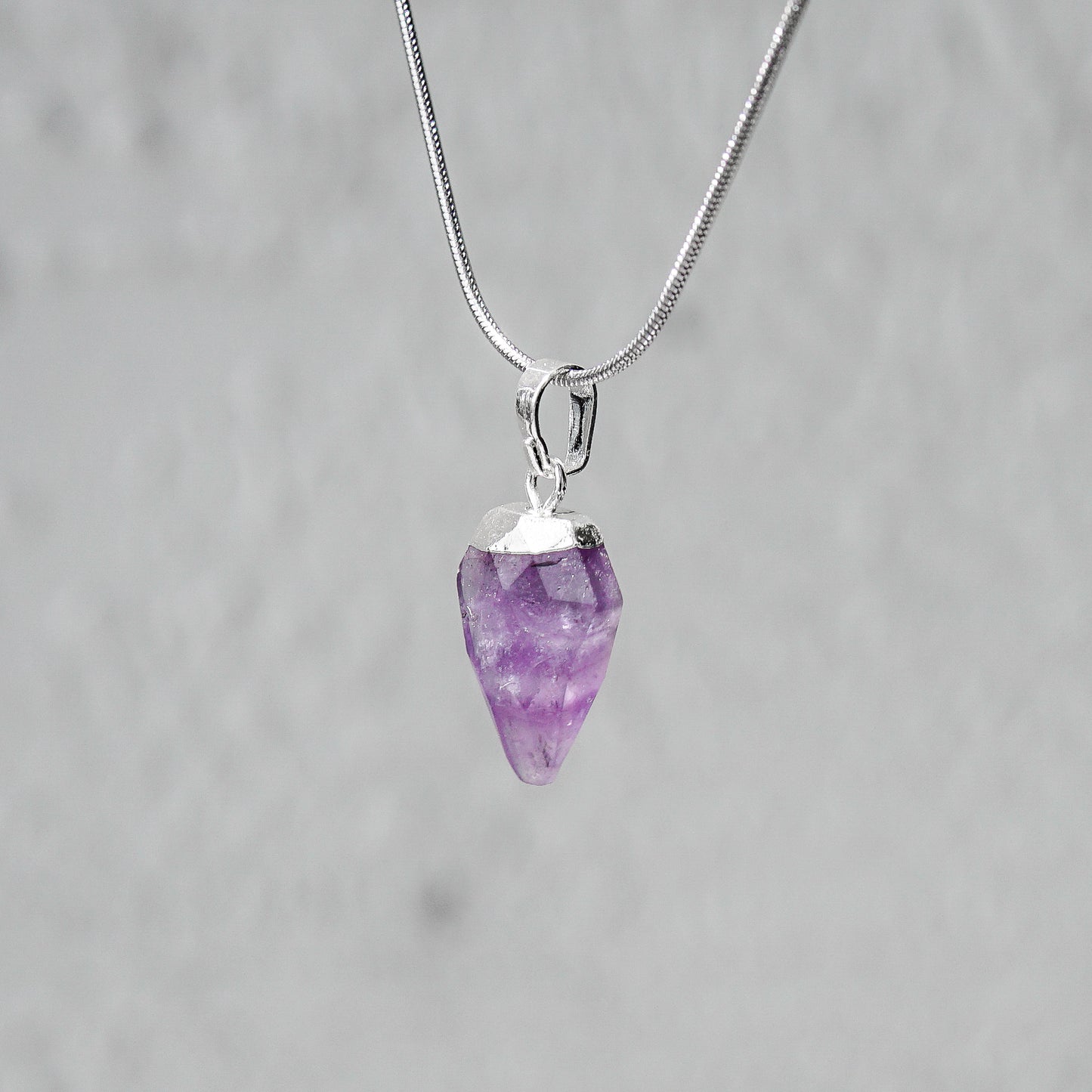 Natural Amethyst Triangle Necklace