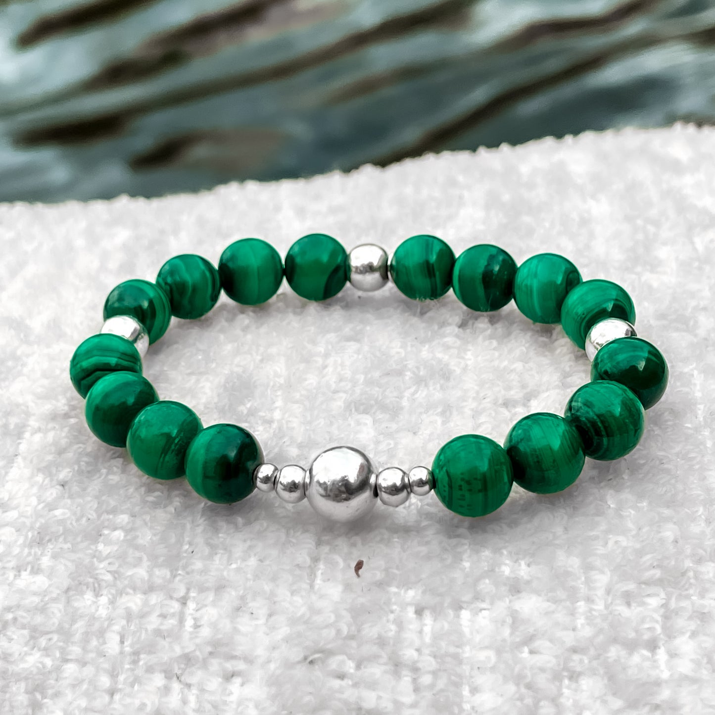Limited Edition Katrella Malachite Bracelet With Sterling Silver Findings