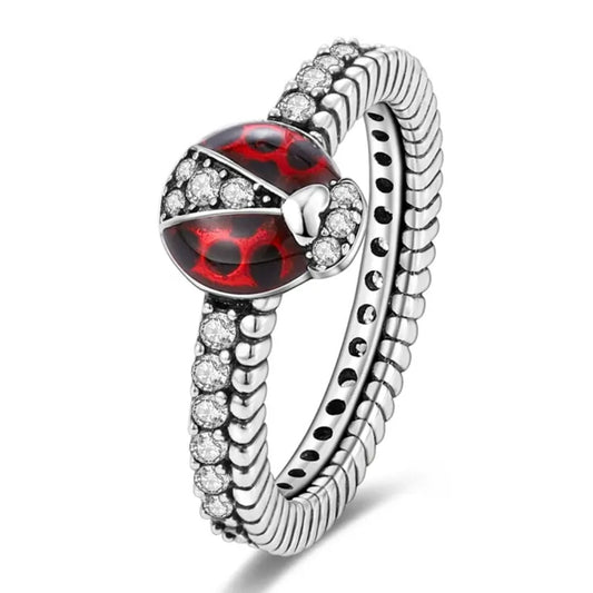 925 Sterling Silver Lady Bug Ring