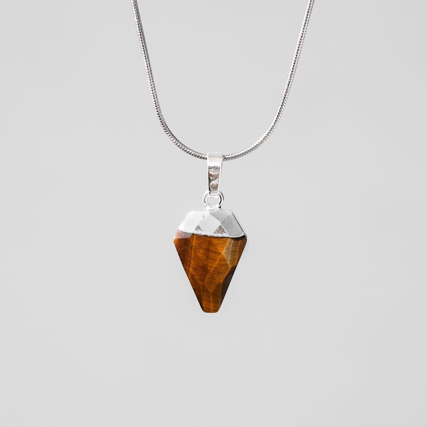 Natural Tiger Eye Triangle Necklace
