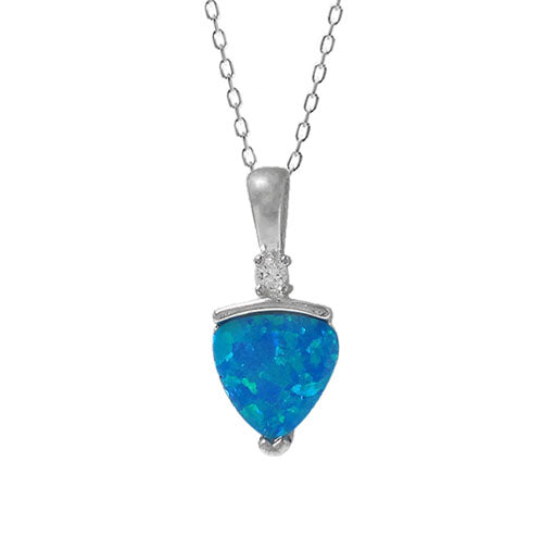 Katrella Sterling Silver Triangle Opal Necklace